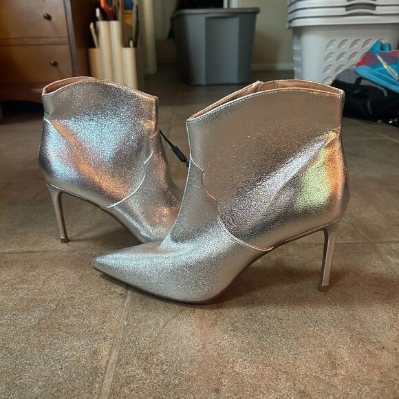 New Size 10 Express Women's Silver Glitter Heels - Picture 1 of 9